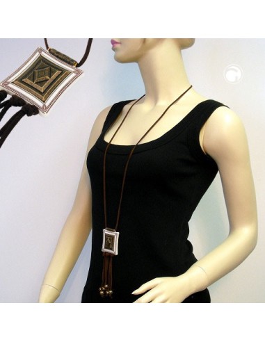 necklace square ivory brass