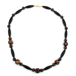 necklace red/ black lacquered