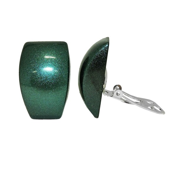 earring clip-on trapezium dark-green