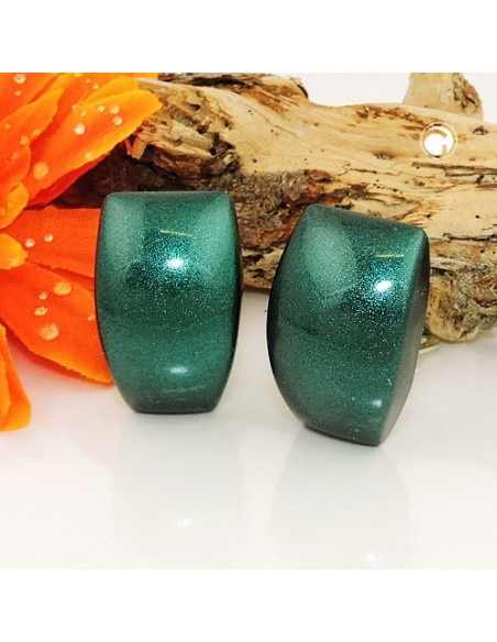 earring clip-on trapezium dark-green
