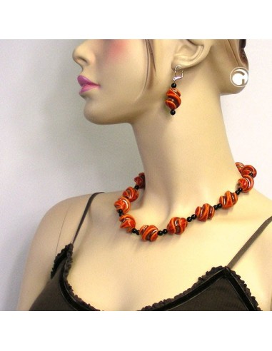 leverback earrings twisted bead red orange black