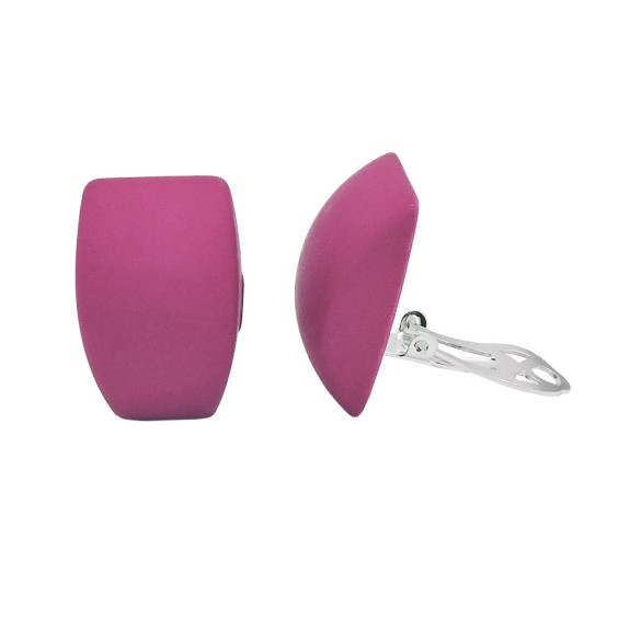 earring clip-on trapezium pink matt