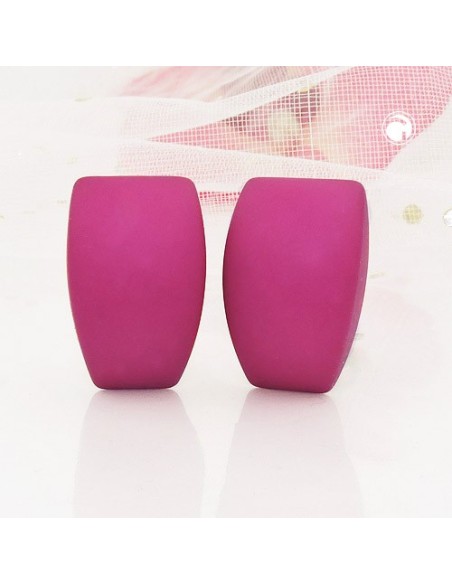 earring clip-on trapezium pink matt