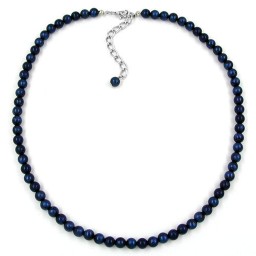 necklace beads 6mm steel-blue