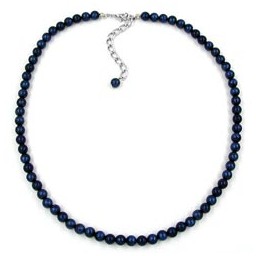 necklace beads 6mm steel-blue