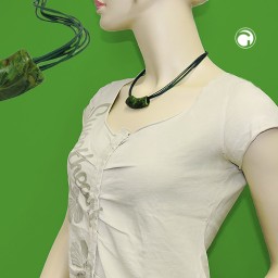 necklace tube flat curved green 50cm