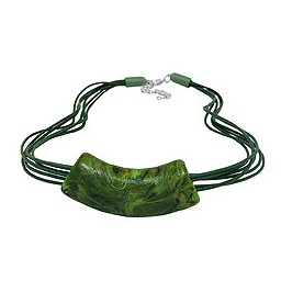 necklace tube flat curved green 50cm