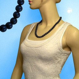 necklace beads 10mm steel-blue 42cm