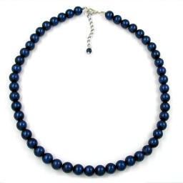 necklace beads 10mm metallic blue