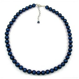 necklace beads 10mm metallic blue