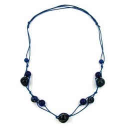 necklace beads blue marbeled