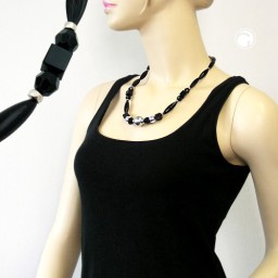 necklace black olive chromed bead