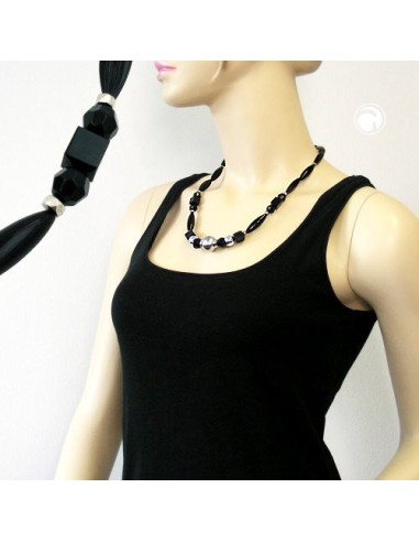 necklace black olive chromed bead