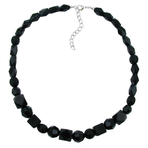 necklace black beads faceted & different bead shapes