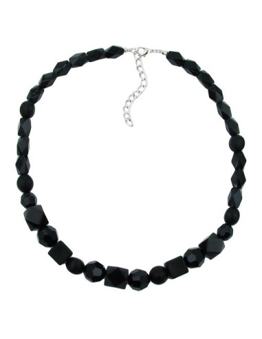 necklace black beads faceted & different bead shapes