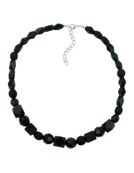 necklace black beads faceted & different bead shapes
