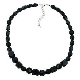 necklace black beads faceted & different bead shapes