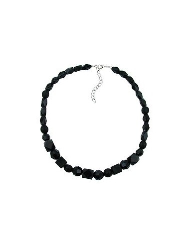 necklace black beads faceted & different bead shapes