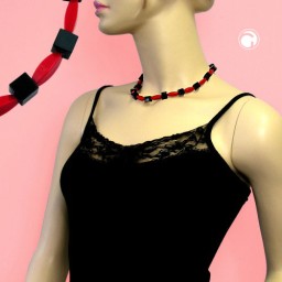 necklace red and black beads