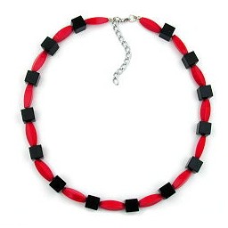 necklace red and black beads