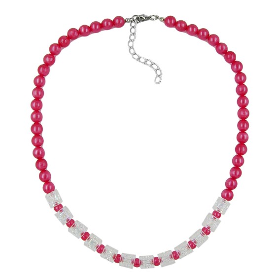 necklace beads red-transparent 45cm