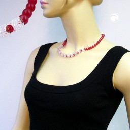 necklace beads red-transparent 45cm