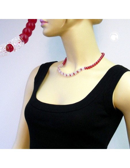 necklace beads red-transparent 45cm