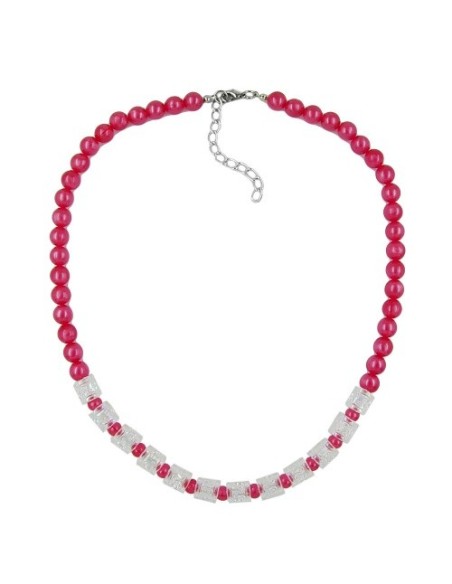 necklace beads red-transparent 45cm