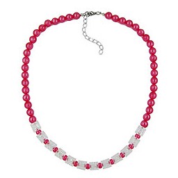 necklace beads red-transparent 45cm