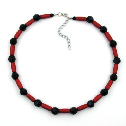 necklace red and black beads