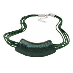 necklace tube flat-curved dark-green