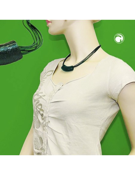 necklace tube flat-curved dark-green