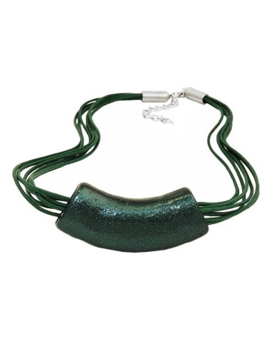 necklace tube flat-curved dark-green