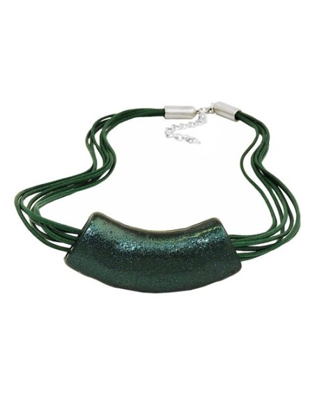 necklace tube flat-curved dark-green