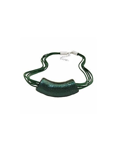 necklace tube flat-curved dark-green