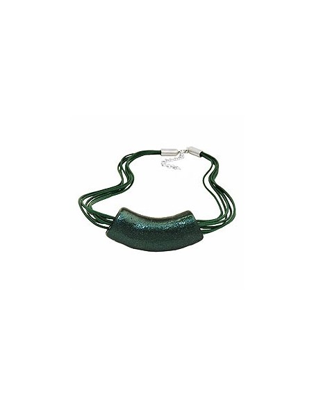 necklace tube flat-curved dark-green
