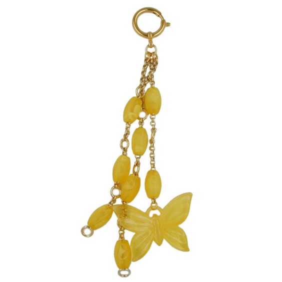 bag charm butterfly and beads yellow