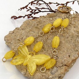 bag charm butterfly and beads yellow