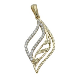 stunning diamond cut white cubic zirconia pendant - premium 9ct yellow gold - unique modern design - great gift for any occasion