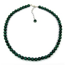 necklace dark-green beads 8mm