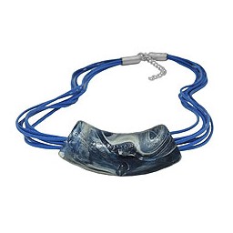 necklace flat-curved tube beads blue-grey