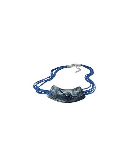 necklace flat-curved tube beads blue-grey
