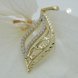 stunning diamond cut white cubic zirconia pendant - premium 9ct yellow gold - unique modern design - great gift for any occasion