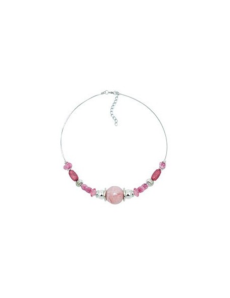 necklace pink and silver-coloured beads on coated flexible wire