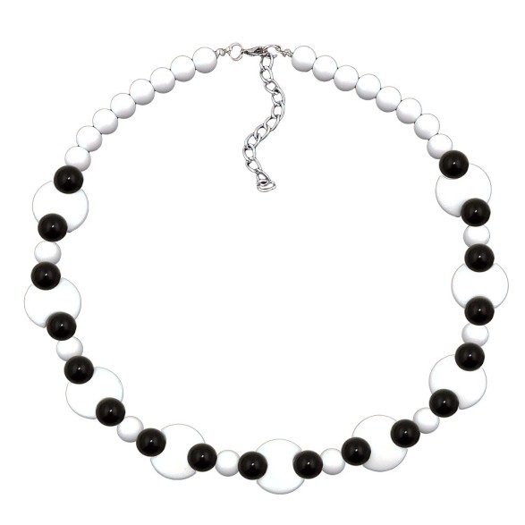 necklace various beads black and white shiny