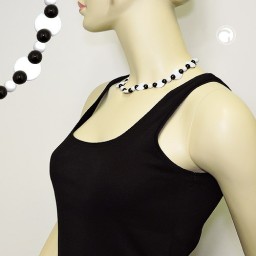 necklace various beads black and white shiny