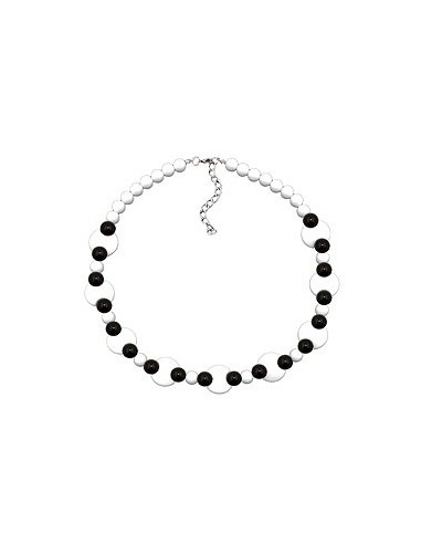 necklace various beads black and white shiny