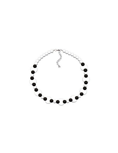 necklace various beads black and white shiny