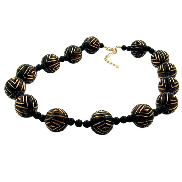 necklace designer beads black/gold-coloured