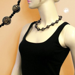 necklace designer beads black/gold-coloured